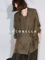 COCOBELLA Longline Tie Waist Straight Cut Mid Length Office Casual Women Polyester Blazers