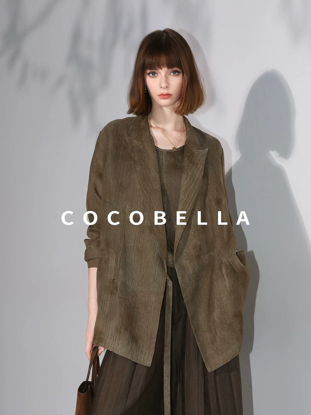 COCOBELLA Longline Tie Waist Straight Cut Mid Length Office Casual Women Polyester Blazers