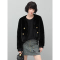 Luxurious Faux Fur Double Breasted V Neck Standard Fit Ladies Commuter Jackets