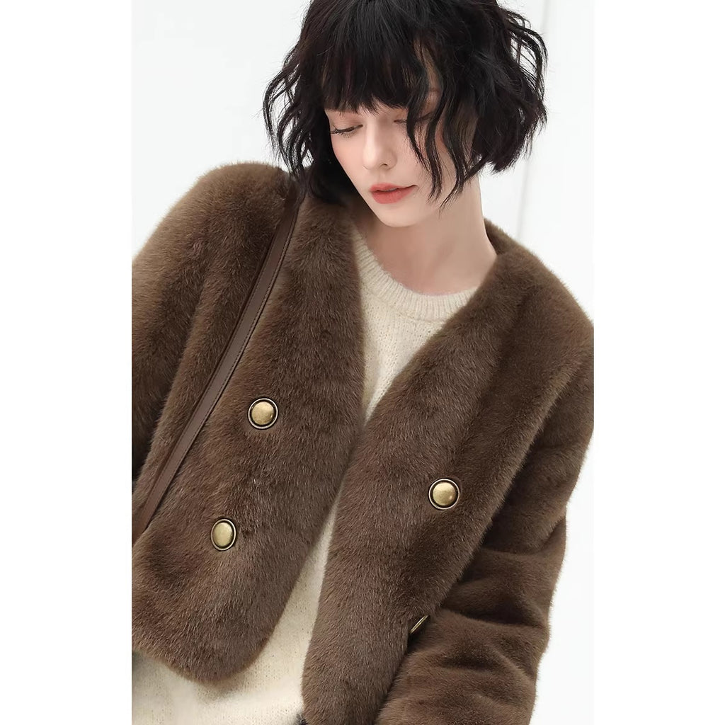COCOBELLA_Luxurious_Faux_Fur_Short_V_Neck_Ol_Work_Standard_Fit_Women_Polyester_Jackets_MISSTT
