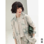 COCOBELLA_Lyocell_Blend_Printed_Straight_Mid_Length_One_Button_Women_Office_Blazers_MISSTT