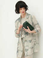 COCOBELLA Lyocell Blend Printed Straight Mid Length One Button Women Office Blazers