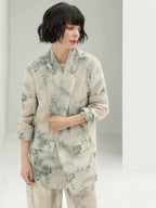 COCOBELLA Lyocell Blend Printed Straight Mid Length One Button Women Office Blazers