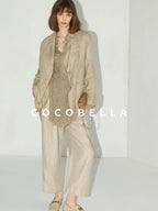 COCOBELLA Lyocell Tailored Straight Button Pocket Notch Lapel Womens Office Blazers
