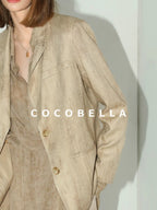 COCOBELLA Lyocell Tailored Straight Button Pocket Notch Lapel Womens Office Blazers