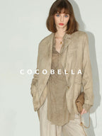 COCOBELLA Lyocell Tailored Straight Button Pocket Notch Lapel Womens Office Blazers