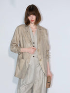 COCOBELLA Lyocell Tailored Straight Button Pocket Notch Lapel Womens Office Blazers