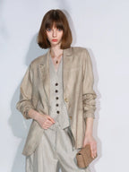 COCOBELLA Lyocell Tailored Straight Button Pocket Notch Lapel Womens Office Blazers