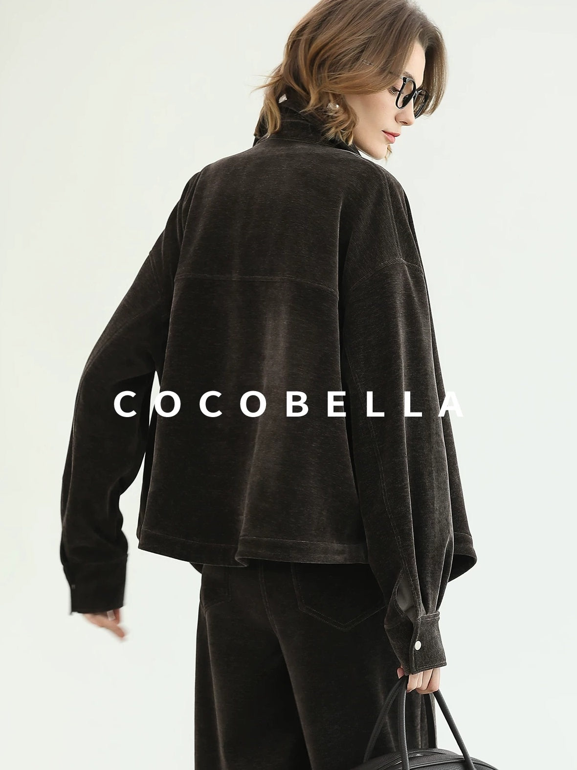 COCOBELLA Mall Inspired Relaxed Casual Collared Long Sleeve Women Shirt And Pants Set