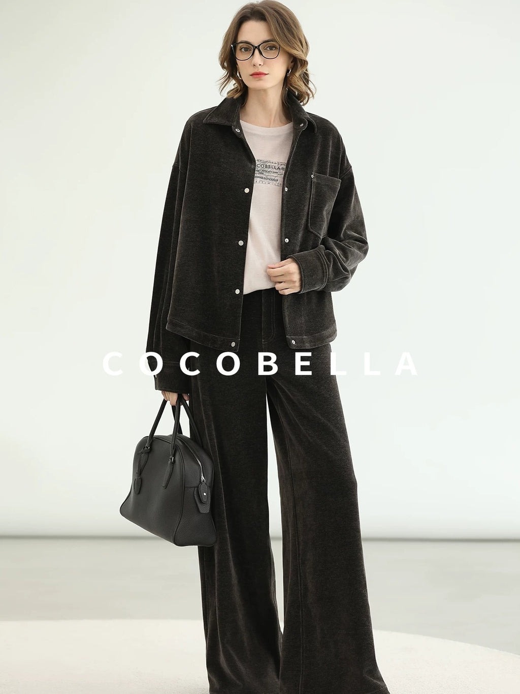 COCOBELLA Mall Inspired Relaxed Casual Collared Long Sleeve Women Shirt And Pants Set