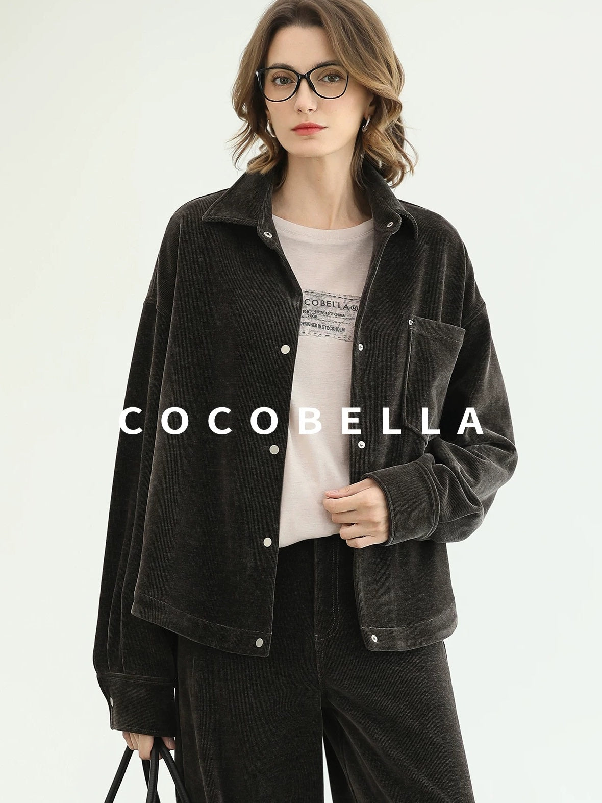 COCOBELLA Mall Inspired Relaxed Casual Collared Long Sleeve Women Shirt And Pants Set