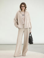 COCOBELLA Mall Inspired Relaxed Casual Collared Long Sleeve Women Shirt And Pants Set