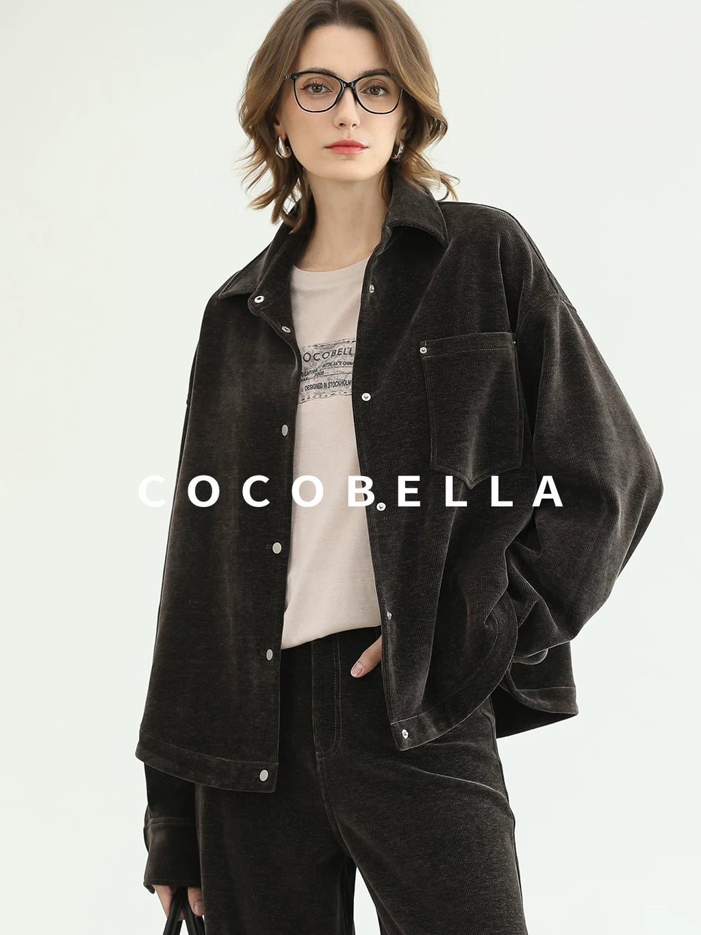 COCOBELLA Mall Inspired Relaxed Casual Collared Long Sleeve Women Shirt And Pants Set