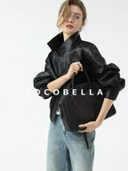 COCOBELLA Mall Popular Pu Leather Loose Fit Street Zipper Stand Collar Jackets