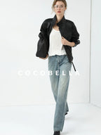 COCOBELLA Mall Popular Pu Leather Loose Fit Street Zipper Stand Collar Jackets