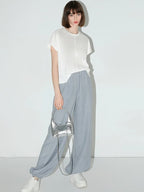 COCOBELLA Minimal Streetwear Jogger Tapered Natural Waist Women Casual Blue Pants