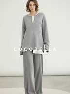 COCOBELLA Minimalist Asymmetric Loose Fit Long Sleeve Round Neck Women Commuter Shirts