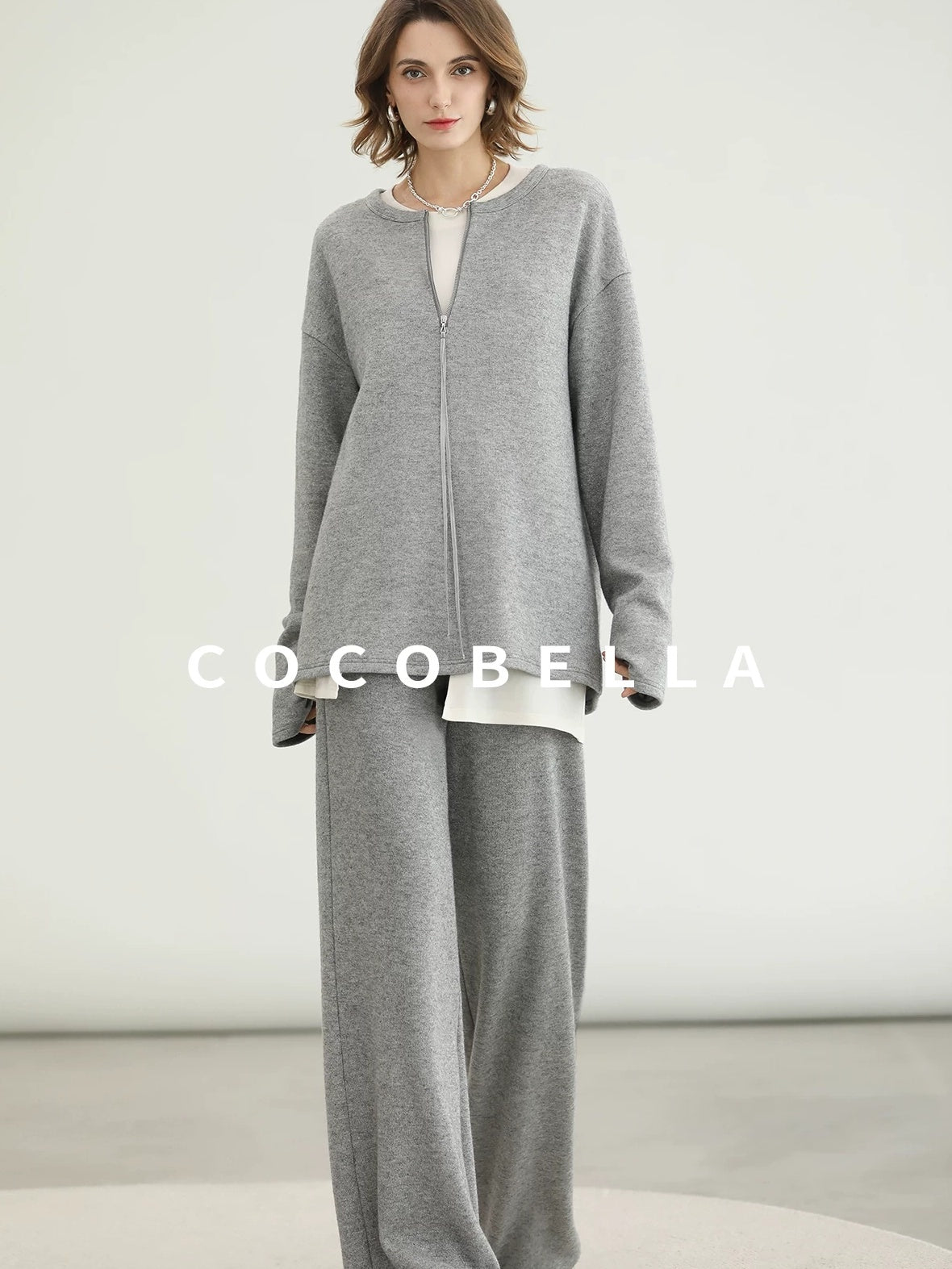 COCOBELLA Minimalist Asymmetric Loose Fit Long Sleeve Round Neck Women Commuter Shirts