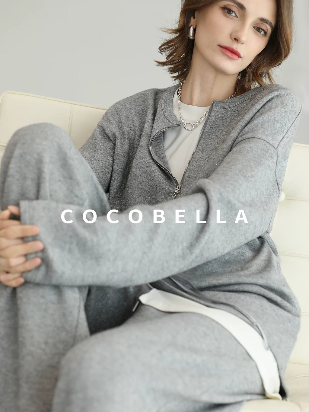 COCOBELLA Minimalist Asymmetric Loose Fit Long Sleeve Round Neck Women Commuter Shirts