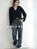 COCOBELLA Minimalist Brushed V Neck Loose Fit Long Sleeve Anti Static Women Shirts