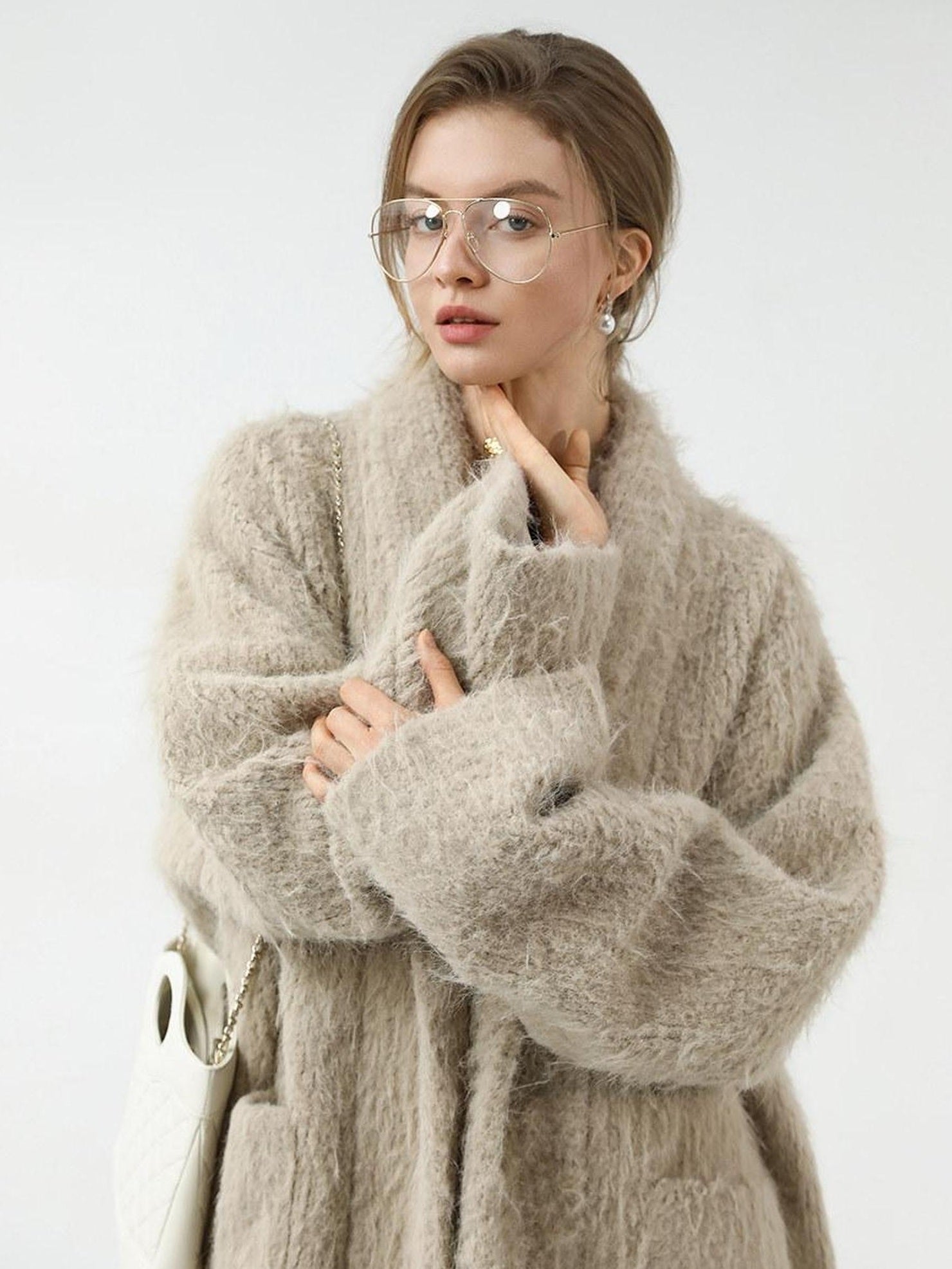 COCOBELLA Minimalist Commuter Mid Length Loose Fit Notch Collar Pocket Polyester Coats