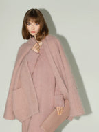 COCOBELLA Minimalist Commuter Mid Length Loose Fit Notch Collar Pocket Polyester Coats