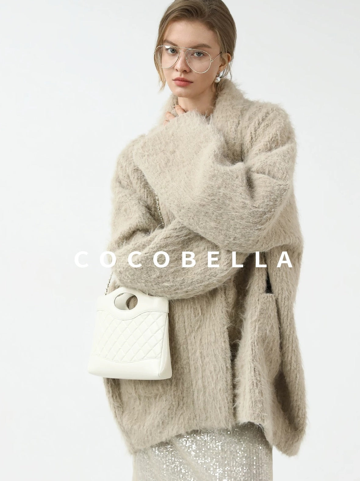 COCOBELLA Minimalist Commuter Mid Length Loose Fit Notch Collar Pocket Polyester Coats