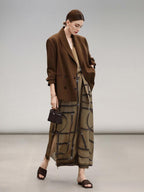 COCOBELLA Mocha Brown Straight Cut Button Pocket Office Workwear Women Regular Blazers