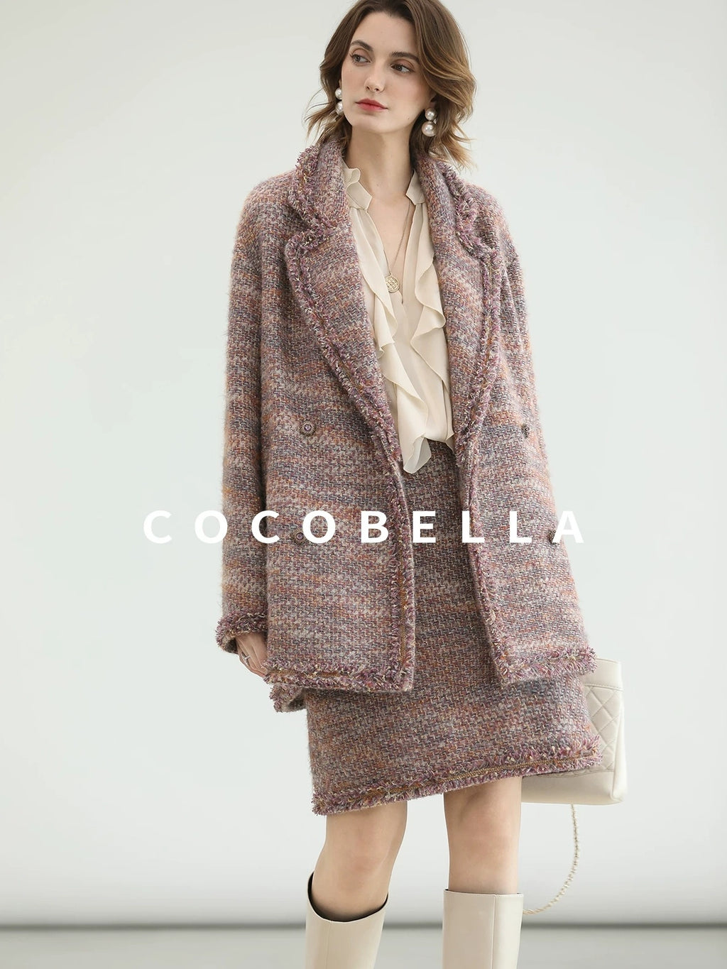 COCOBELLA Monet Mist Pink Light Luxe Cardigan Two Piece Women Short Skirt Set Skirts