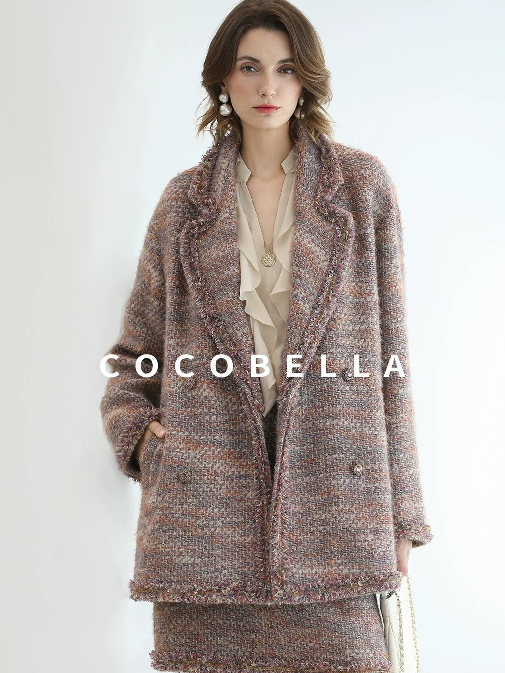 COCOBELLA Monet Mist Pink Light Luxe Cardigan Two Piece Women Short Skirt Set Skirts