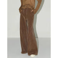 Natural Waist Wide Leg Stitched Panel Vintage Workwear Women Pants