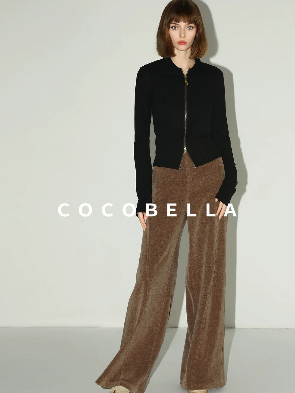 Natural Waist Wide Leg Stitched Panel Vintage Workwear Women Pants