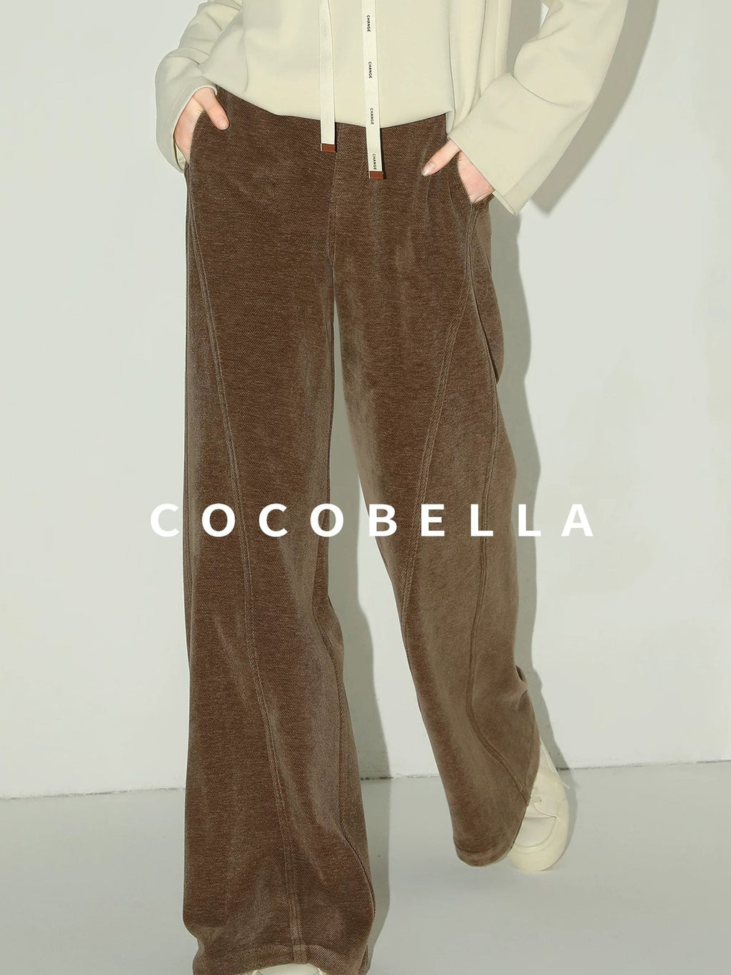 Natural Waist Wide Leg Stitched Panel Vintage Workwear Women Pants