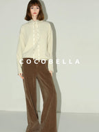 Natural Waist Wide Leg Stitched Panel Vintage Workwear Women Pants