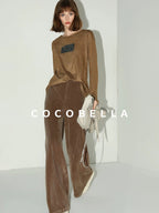 Natural Waist Wide Leg Stitched Panel Vintage Workwear Women Pants