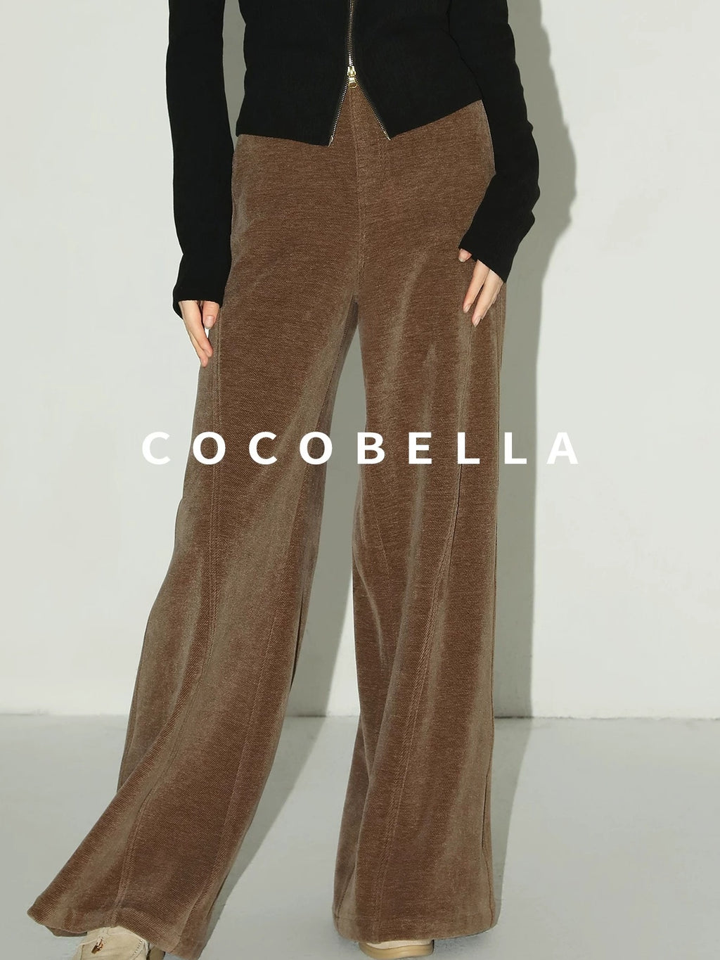 Natural Waist Wide Leg Stitched Panel Vintage Workwear Women Pants