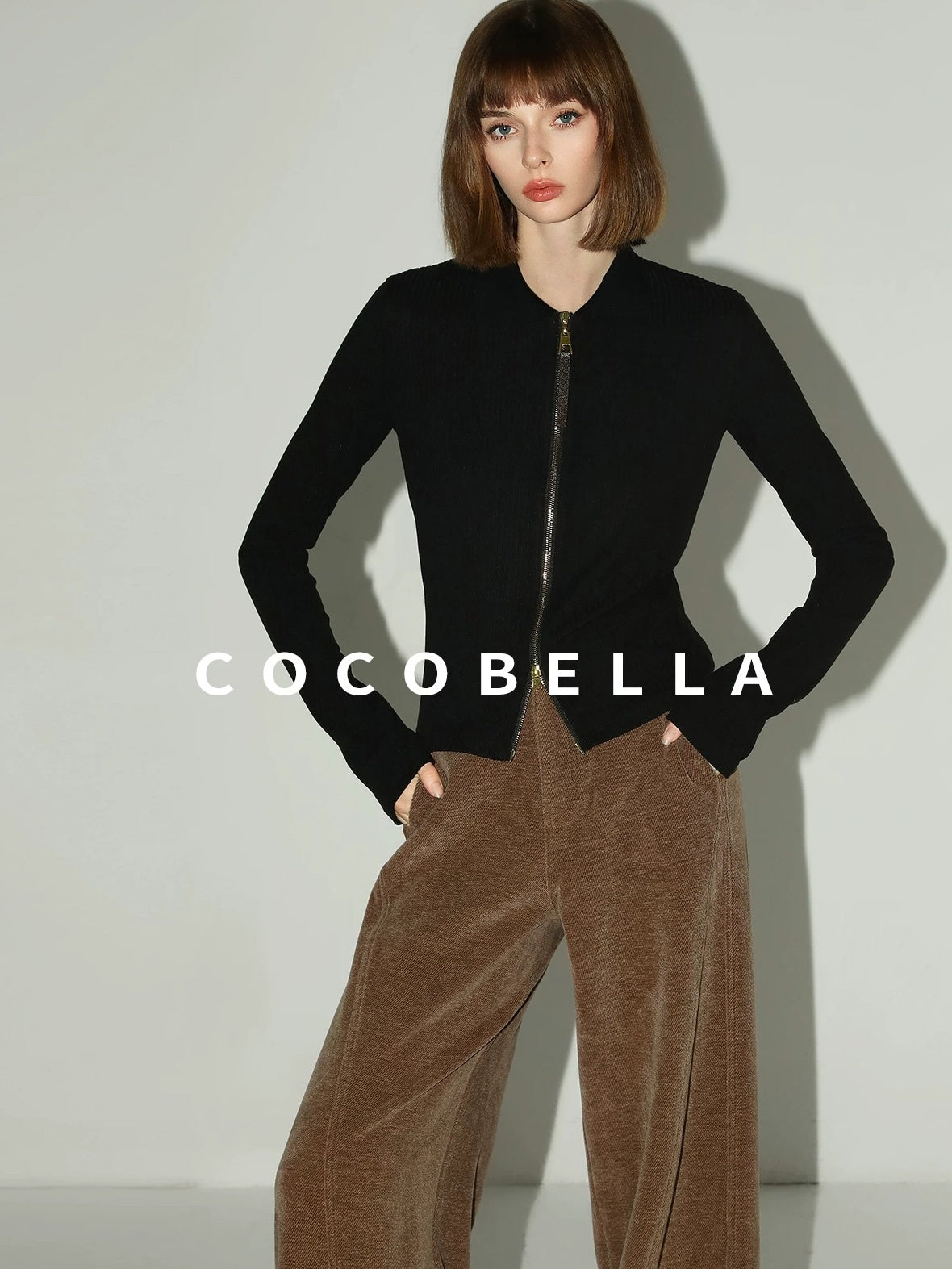 Natural Waist Wide Leg Stitched Panel Vintage Workwear Women Pants