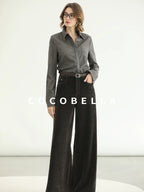 COCOBELLA Office Ready Vintage Wide Leg Rivet Pockets Natural Waist Zip Fly Women Pants