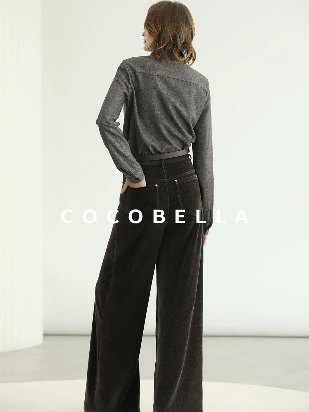 COCOBELLA Office Ready Vintage Wide Leg Rivet Pockets Natural Waist Zip Fly Women Pants