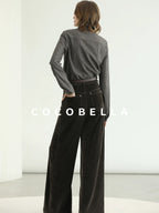 COCOBELLA Office Ready Vintage Wide Leg Rivet Pockets Natural Waist Zip Fly Women Pants