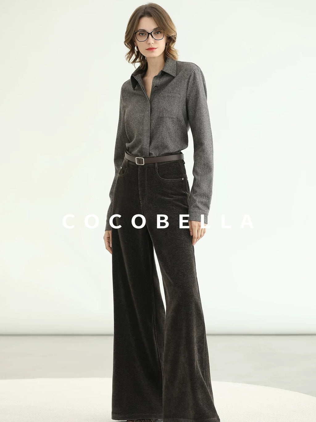 COCOBELLA Office Ready Vintage Wide Leg Rivet Pockets Natural Waist Zip Fly Women Pants