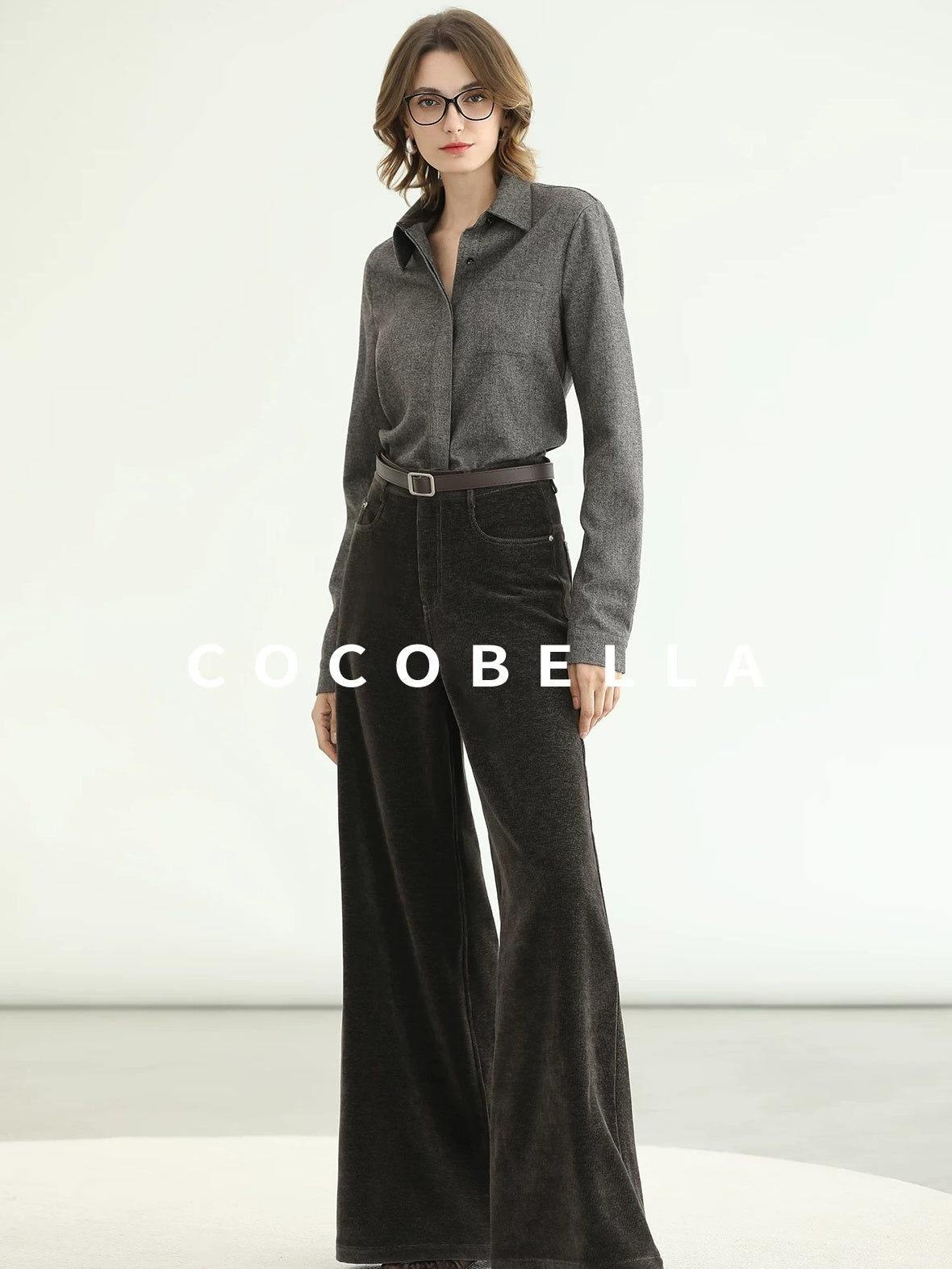 COCOBELLA Office Ready Vintage Wide Leg Rivet Pockets Natural Waist Zip Fly Women Pants
