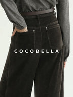 COCOBELLA Office Ready Vintage Wide Leg Rivet Pockets Natural Waist Zip Fly Women Pants