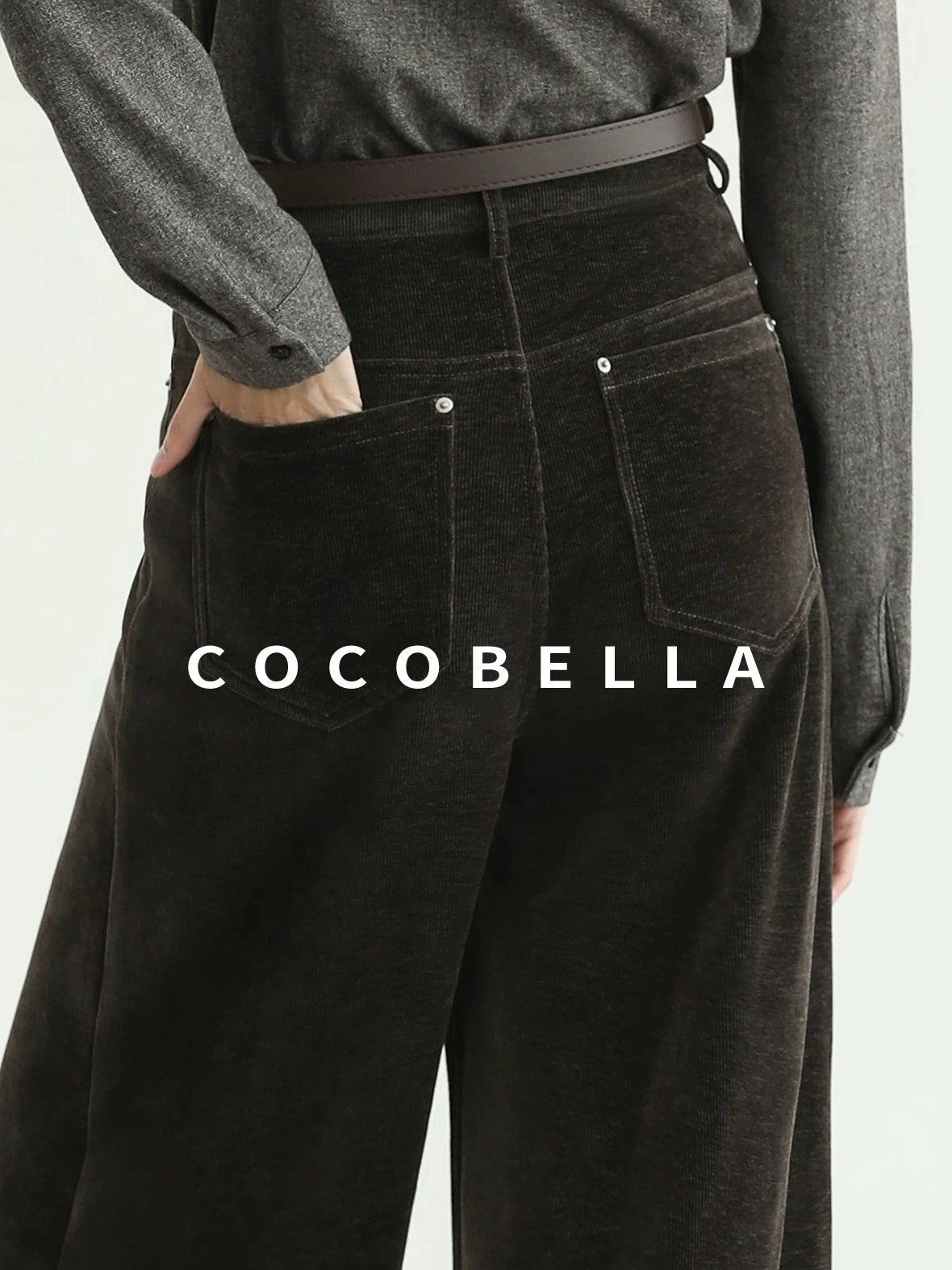 COCOBELLA Office Ready Vintage Wide Leg Rivet Pockets Natural Waist Zip Fly Women Pants