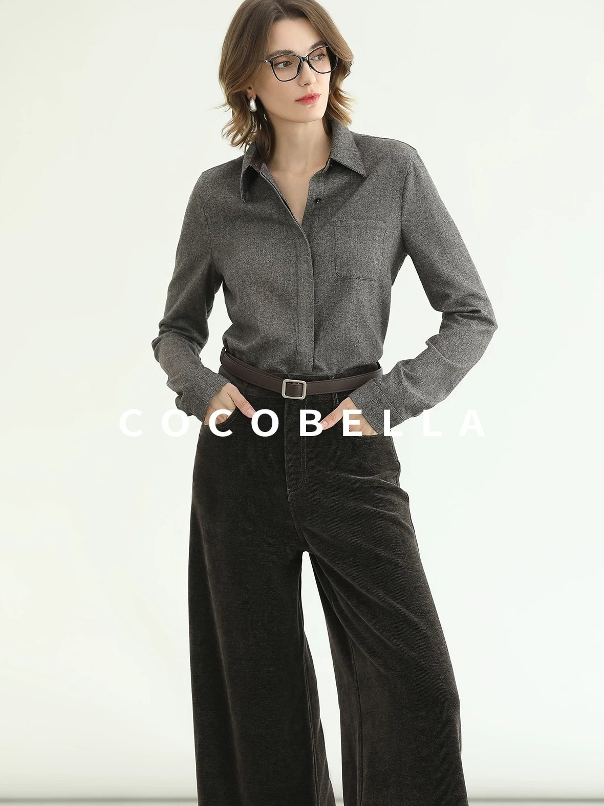 COCOBELLA Office Ready Vintage Wide Leg Rivet Pockets Natural Waist Zip Fly Women Pants