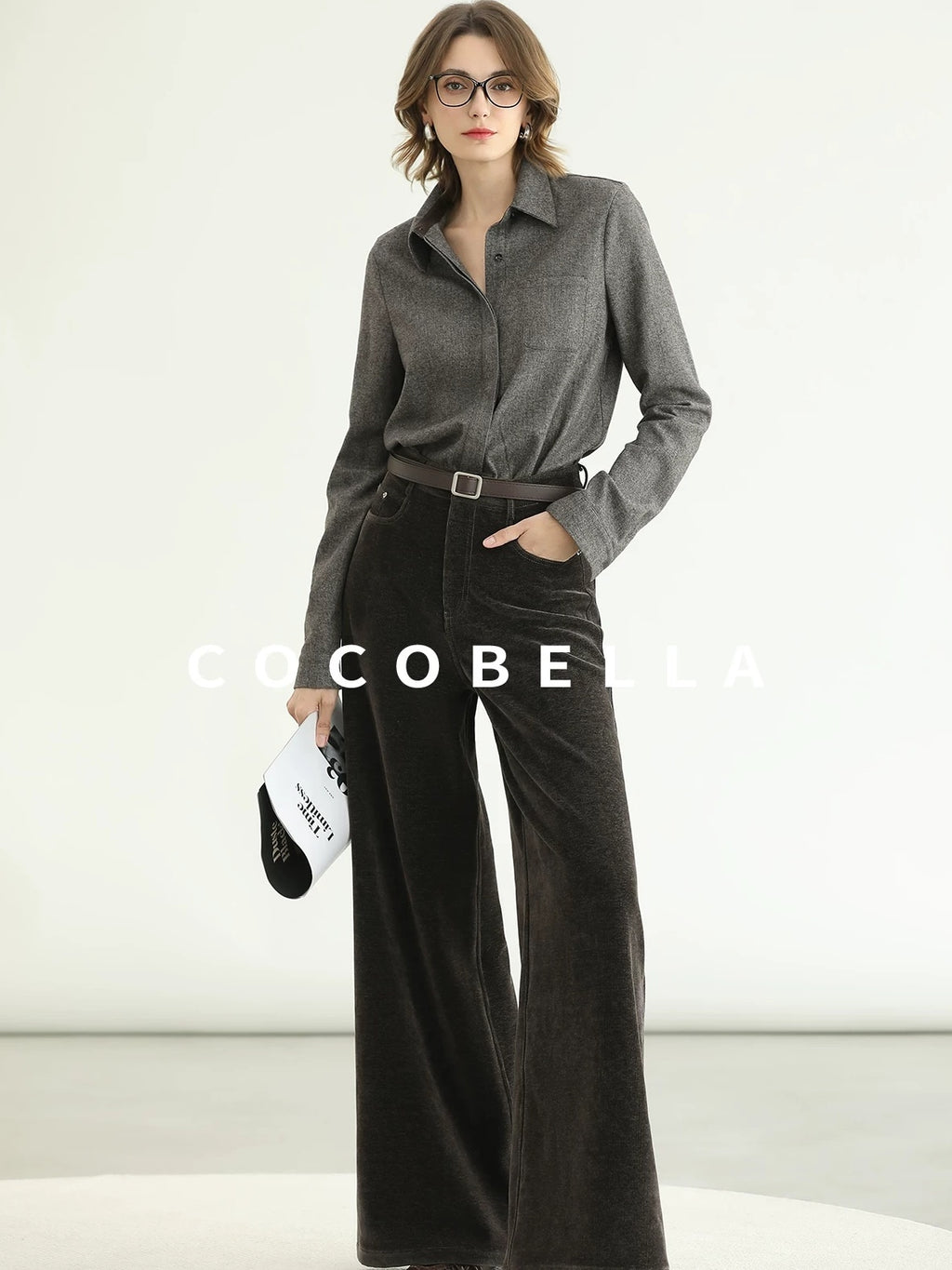 COCOBELLA Office Ready Vintage Wide Leg Rivet Pockets Natural Waist Zip Fly Women Pants