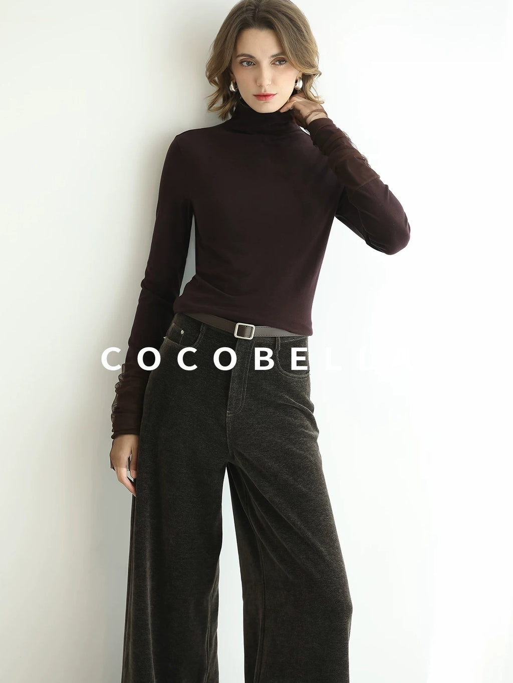 COCOBELLA Office Ready Vintage Wide Leg Rivet Pockets Natural Waist Zip Fly Women Pants