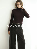 COCOBELLA Office Ready Vintage Wide Leg Rivet Pockets Natural Waist Zip Fly Women Pants