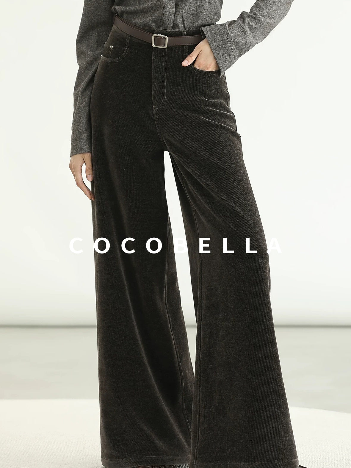 COCOBELLA Office Ready Vintage Wide Leg Rivet Pockets Natural Waist Zip Fly Women Pants