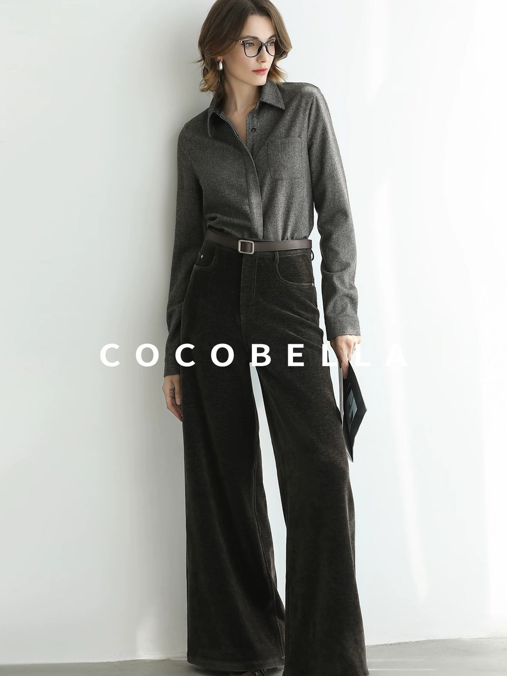 COCOBELLA Office Ready Vintage Wide Leg Rivet Pockets Natural Waist Zip Fly Women Pants
